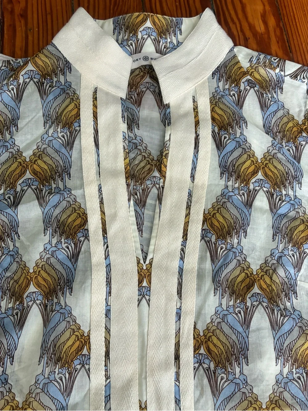 Tory Burch Sand Deco Crane Print Tunic